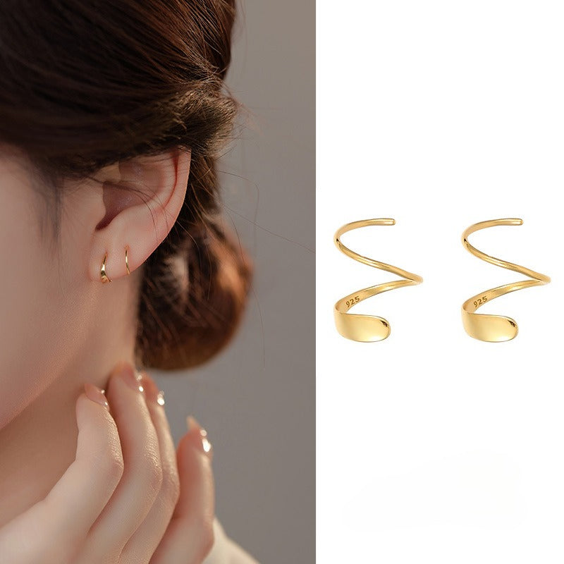 Twisted Double Piercing Huggie Hoop Earrings