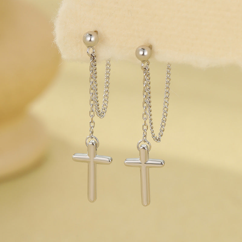 Cross Chain Drop Earrings