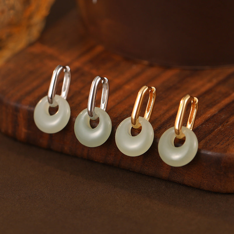 Jade Disc Huggie Earrings
