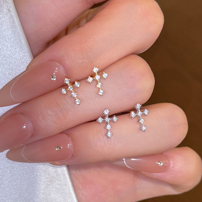 Pave Cross Stud Earrings
