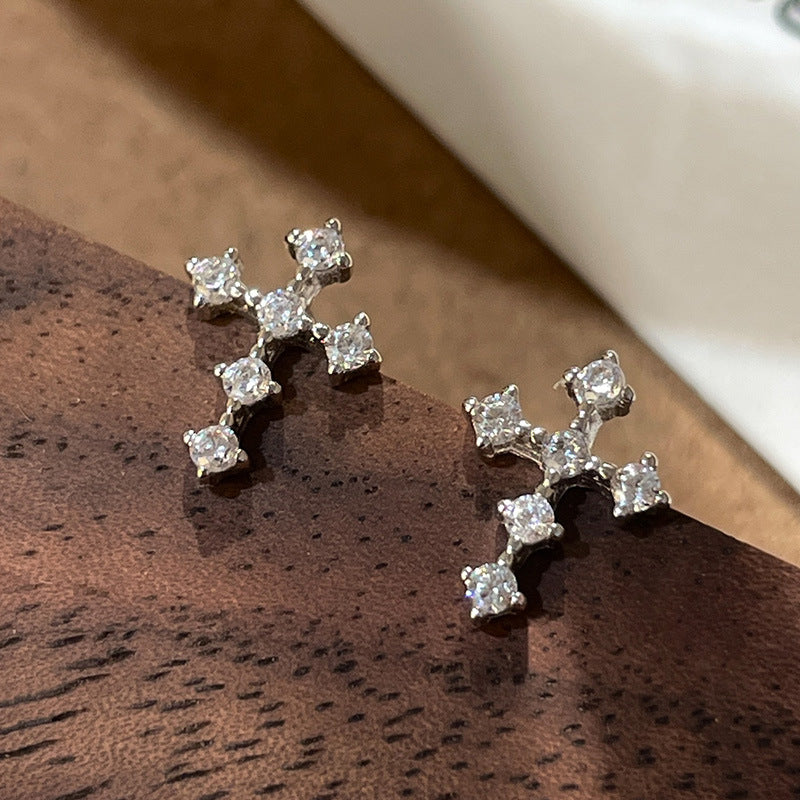 Pave Cross Stud Earrings