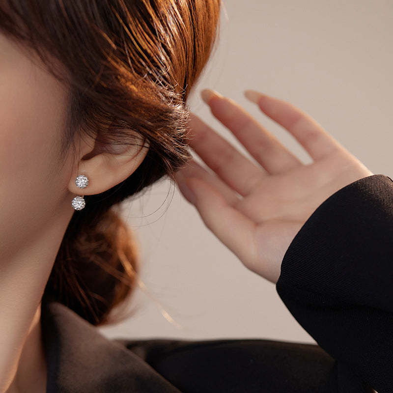 Double Micro Pave Ball Stud Earrings