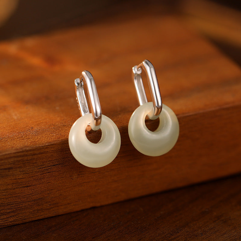 Jade Disc Huggie Earrings