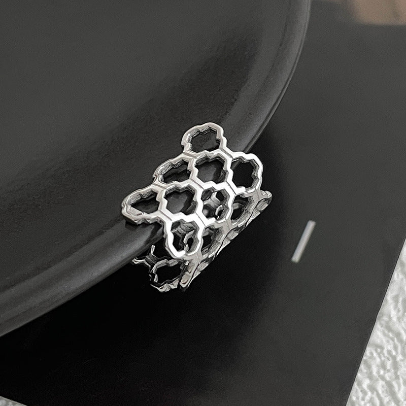 Geometric Honeycomb Ear Cuff