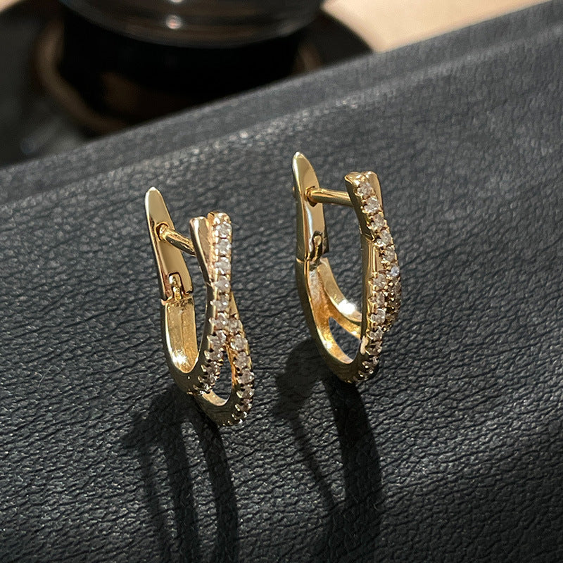 Micro Pave Cross Huggie Earrings