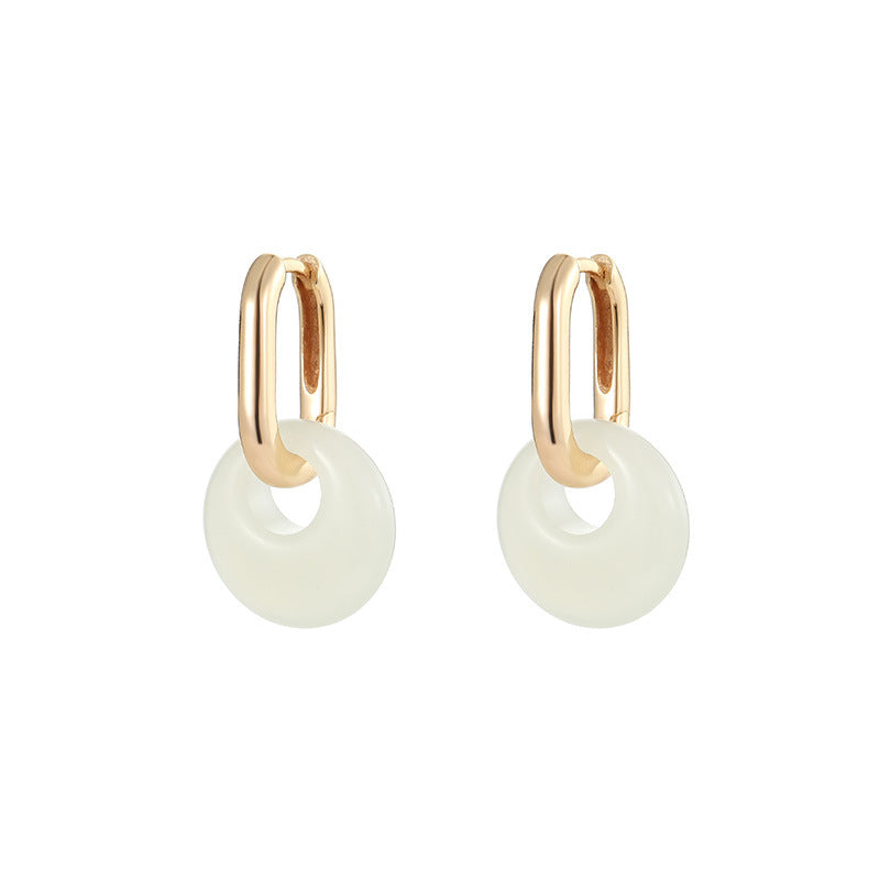 Jade Disc Huggie Earrings