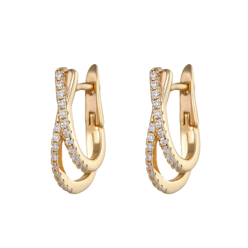 Micro Pave Cross Huggie Earrings