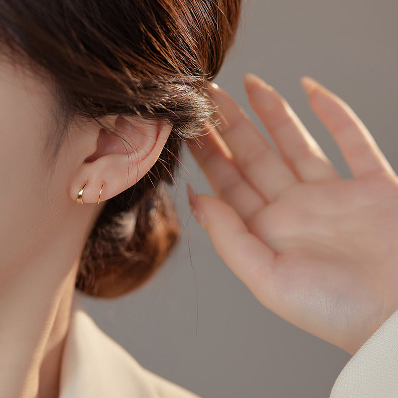 Twisted Double Piercing Huggie Hoop Earrings