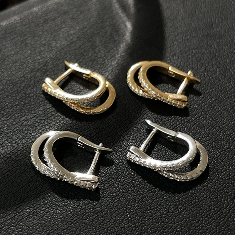 Micro Pave Cross Huggie Earrings